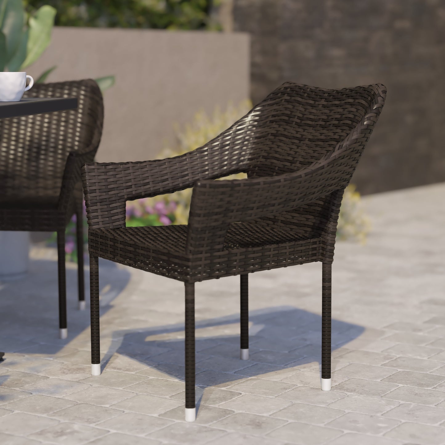 Modern Stackable Patio Dining Chair with Arms