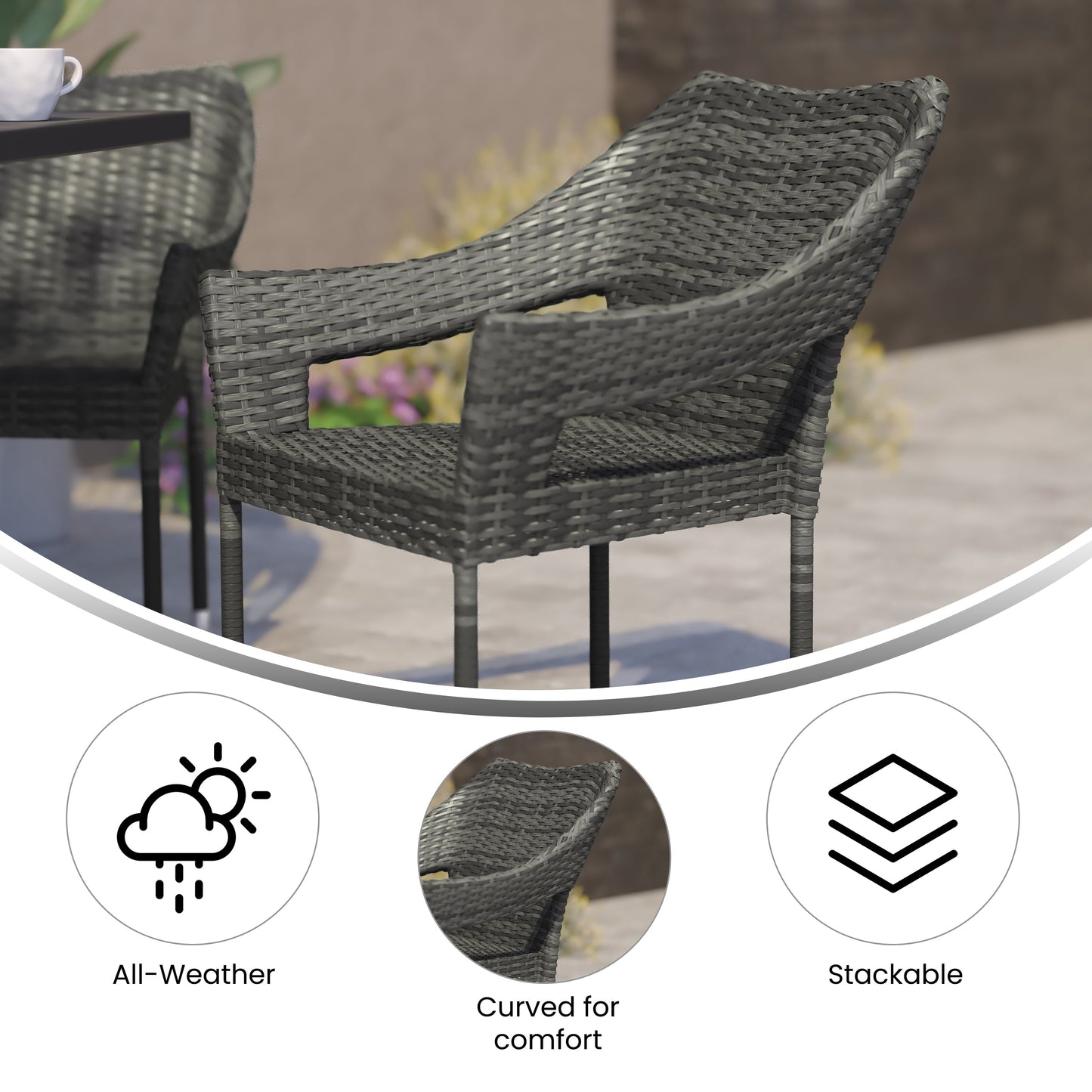 Gray Patio Stack Chair TT-TT02-GY-GG