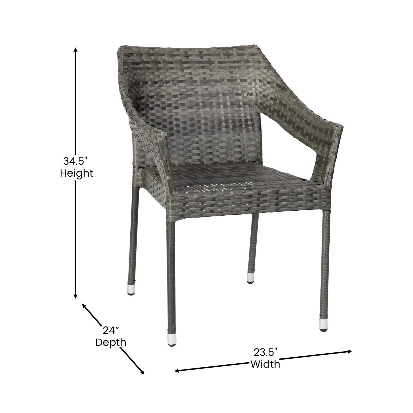 Modern Stackable Patio Dining Chair with Arms