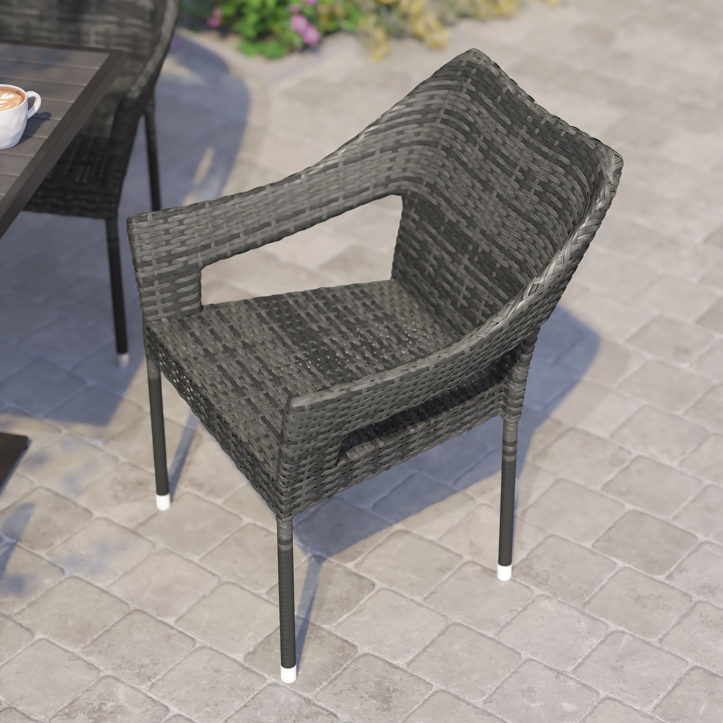 Modern Stackable Patio Dining Chair with Arms