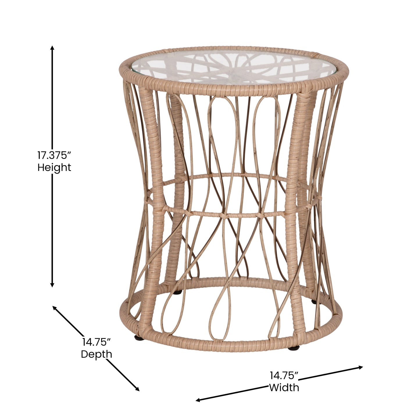 3 PC Tan/Black Rattan Set TW-VN017-18-TAN-BK-GG