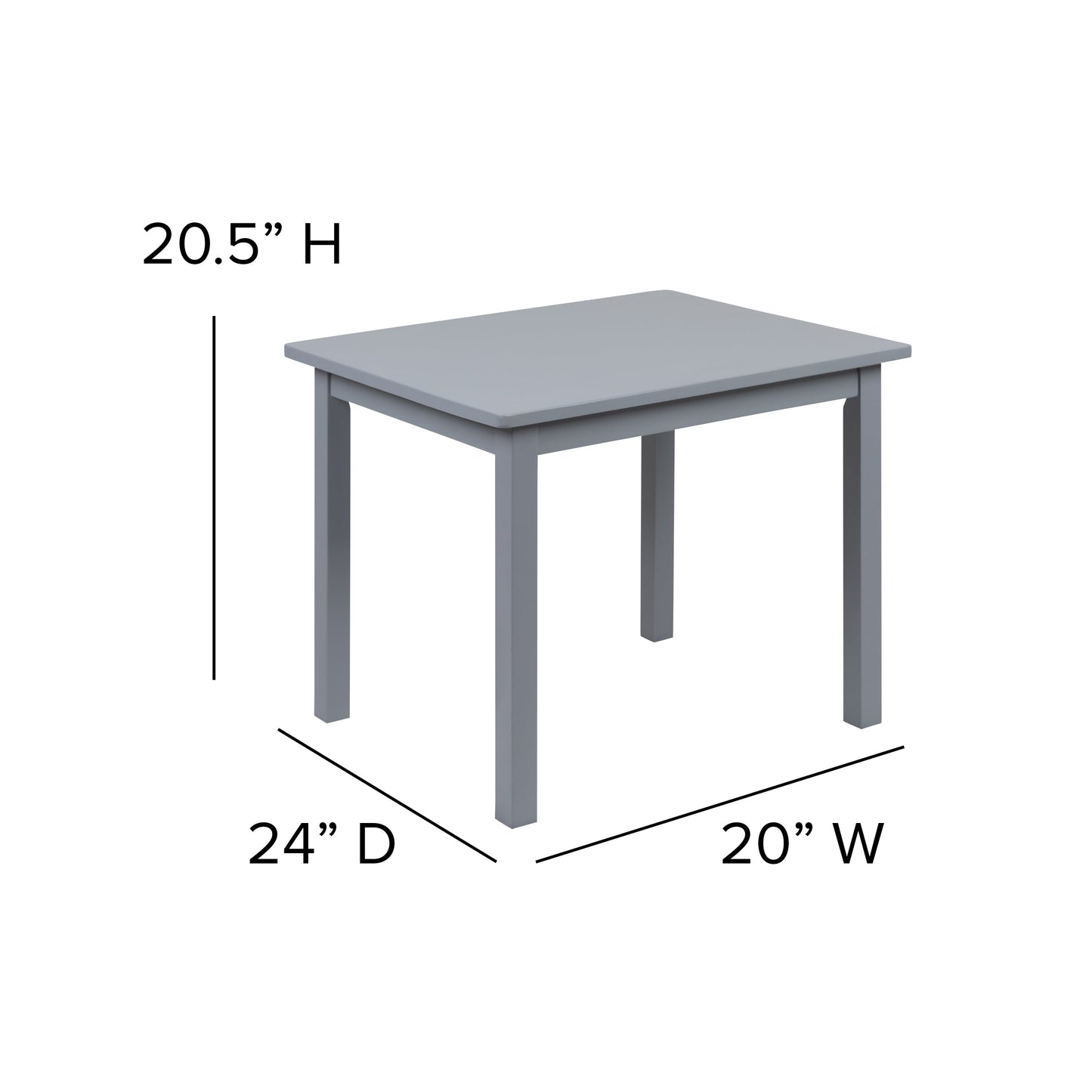 Kids Gray Table & 2 Chair Set TW-WTCS-1001-GRY-GG