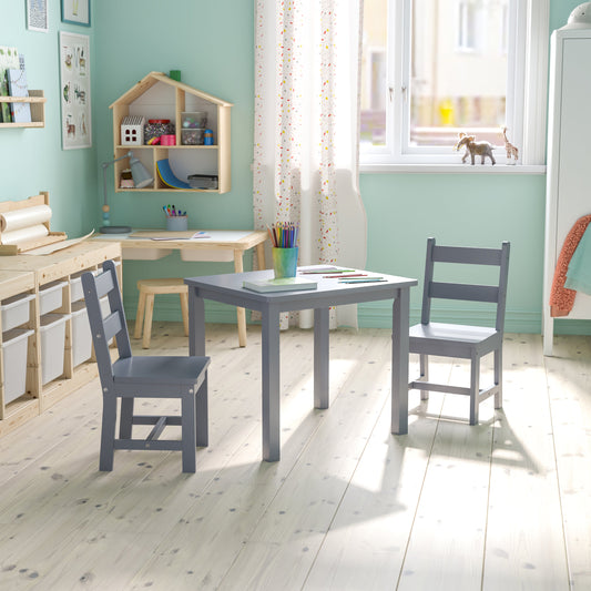 Kids Gray Table & 2 Chair Set TW-WTCS-1001-GRY-GG