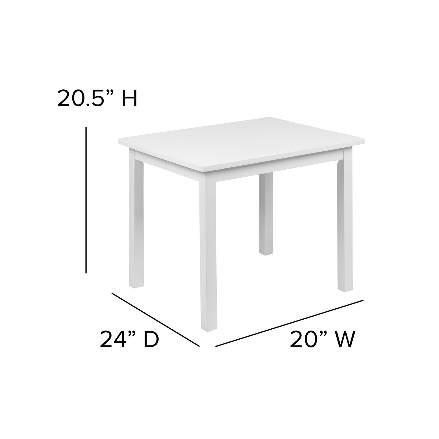 Kids White Table & 2 Chair Set TW-WTCS-1001-WH-GG