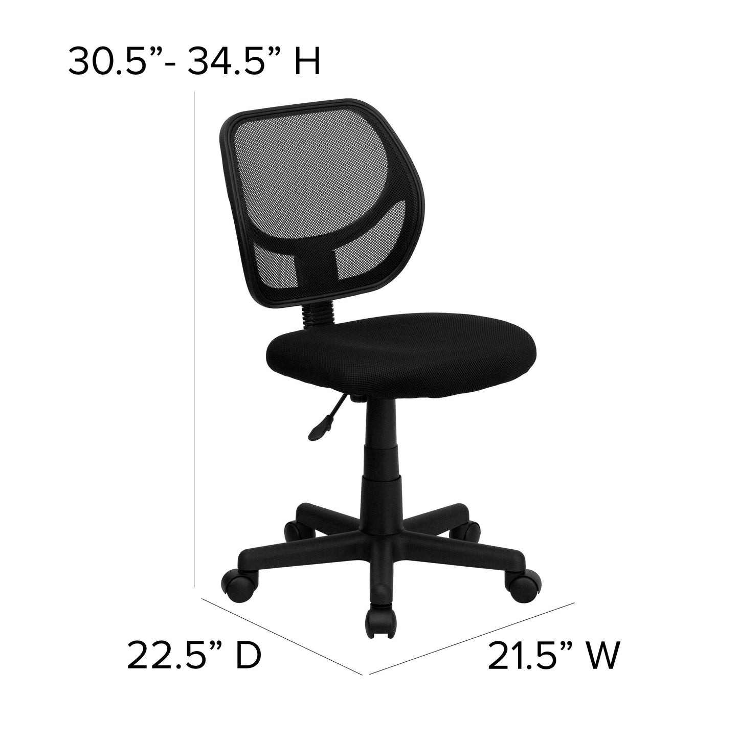 Black Low Back Task Chair WA-3074-BK-GG