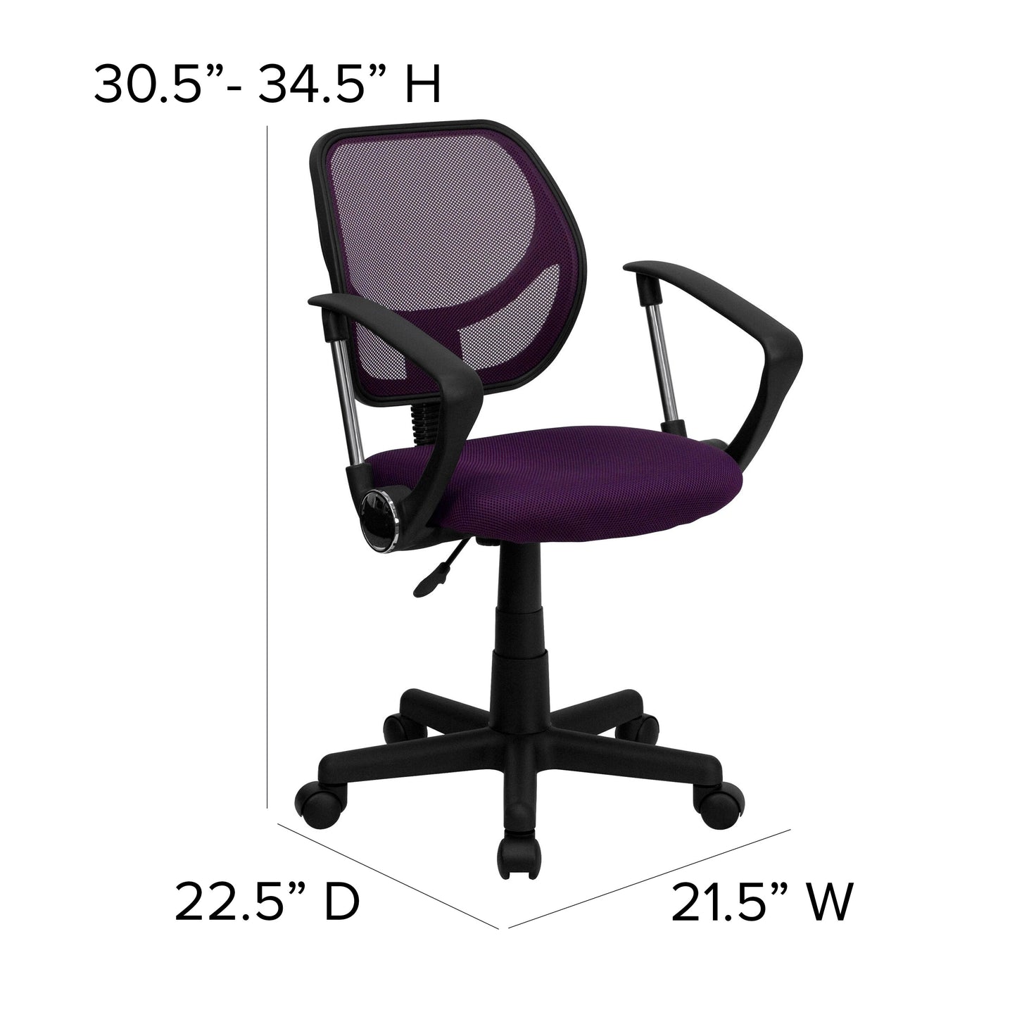 Purple Low Back Task Chair WA-3074-PUR-A-GG