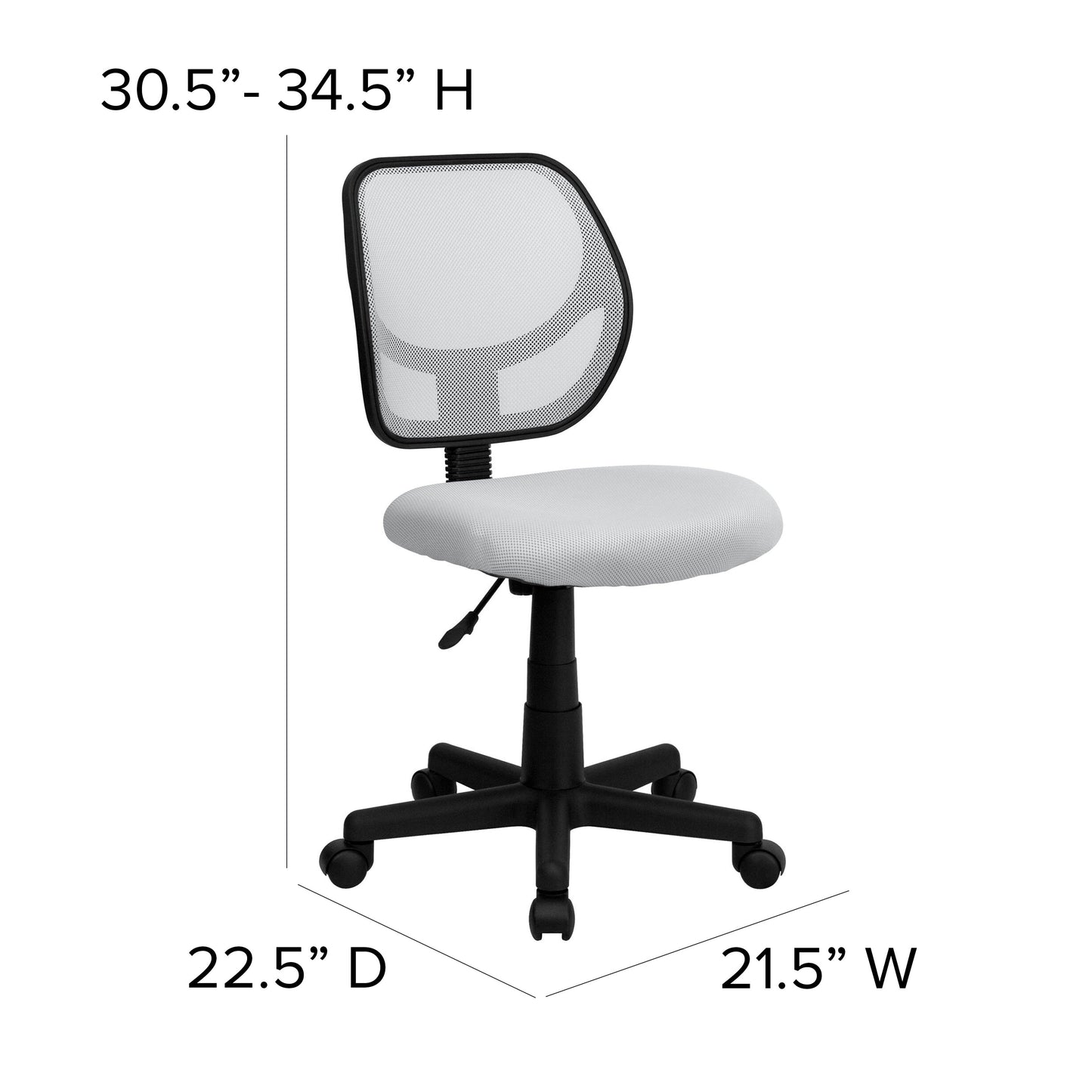 White Low Back Task Chair WA-3074-WHT-GG