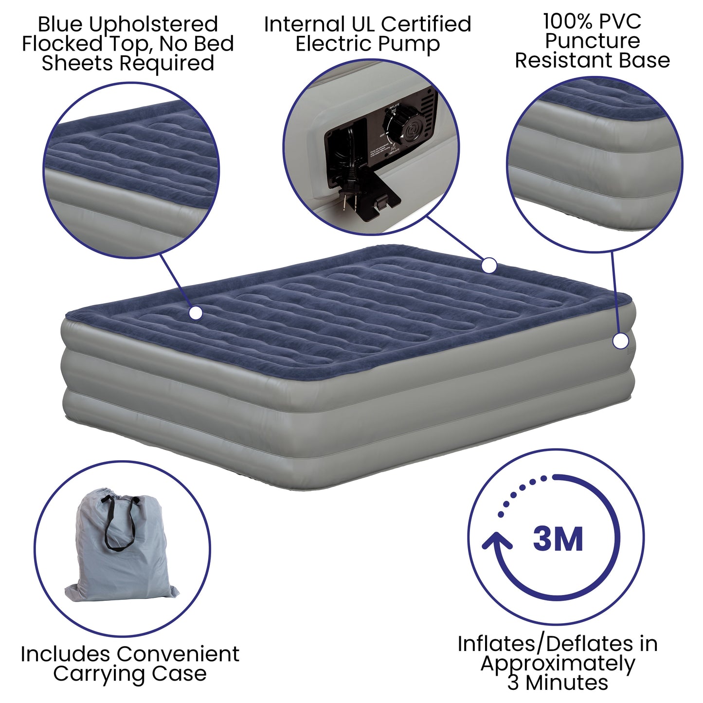 18 Inch Queen Air Mattress WG-AM101-18-Q-GG