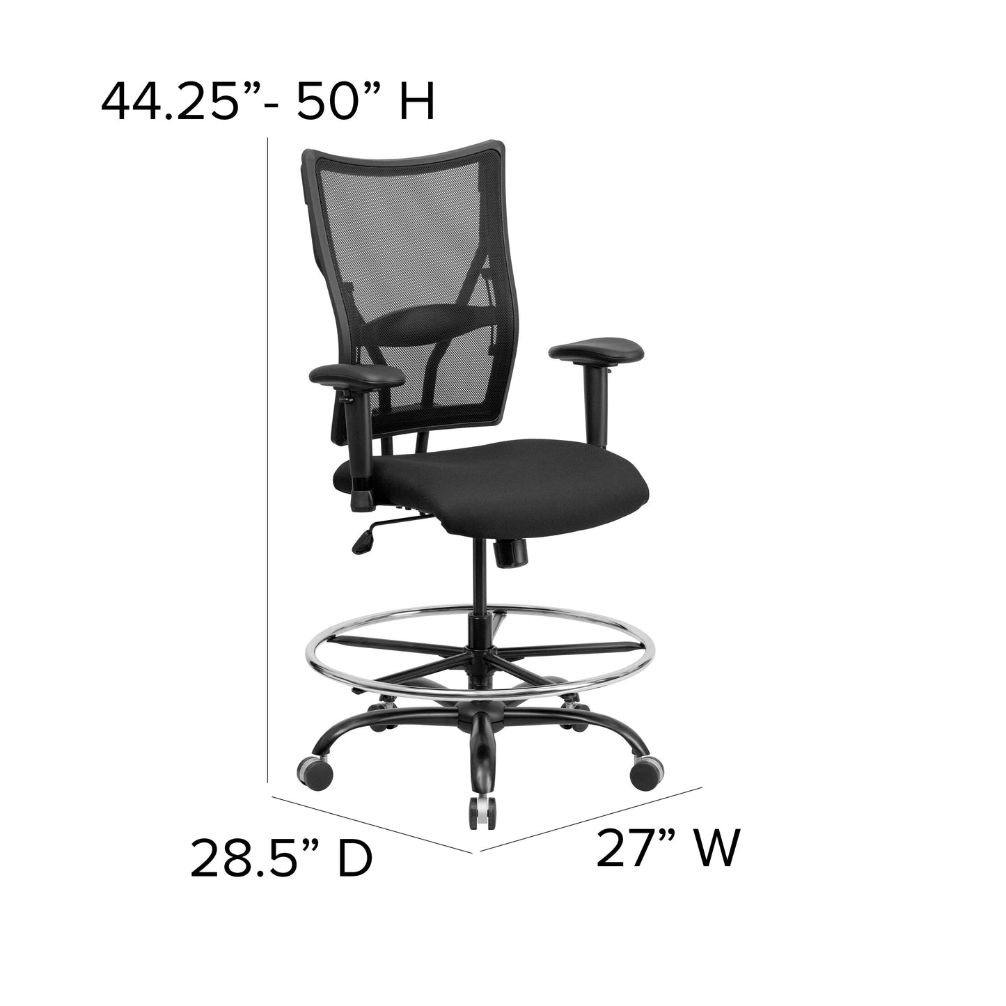 Black Mesh 400LB Draft Chair WL-5029SYG-AD-GG