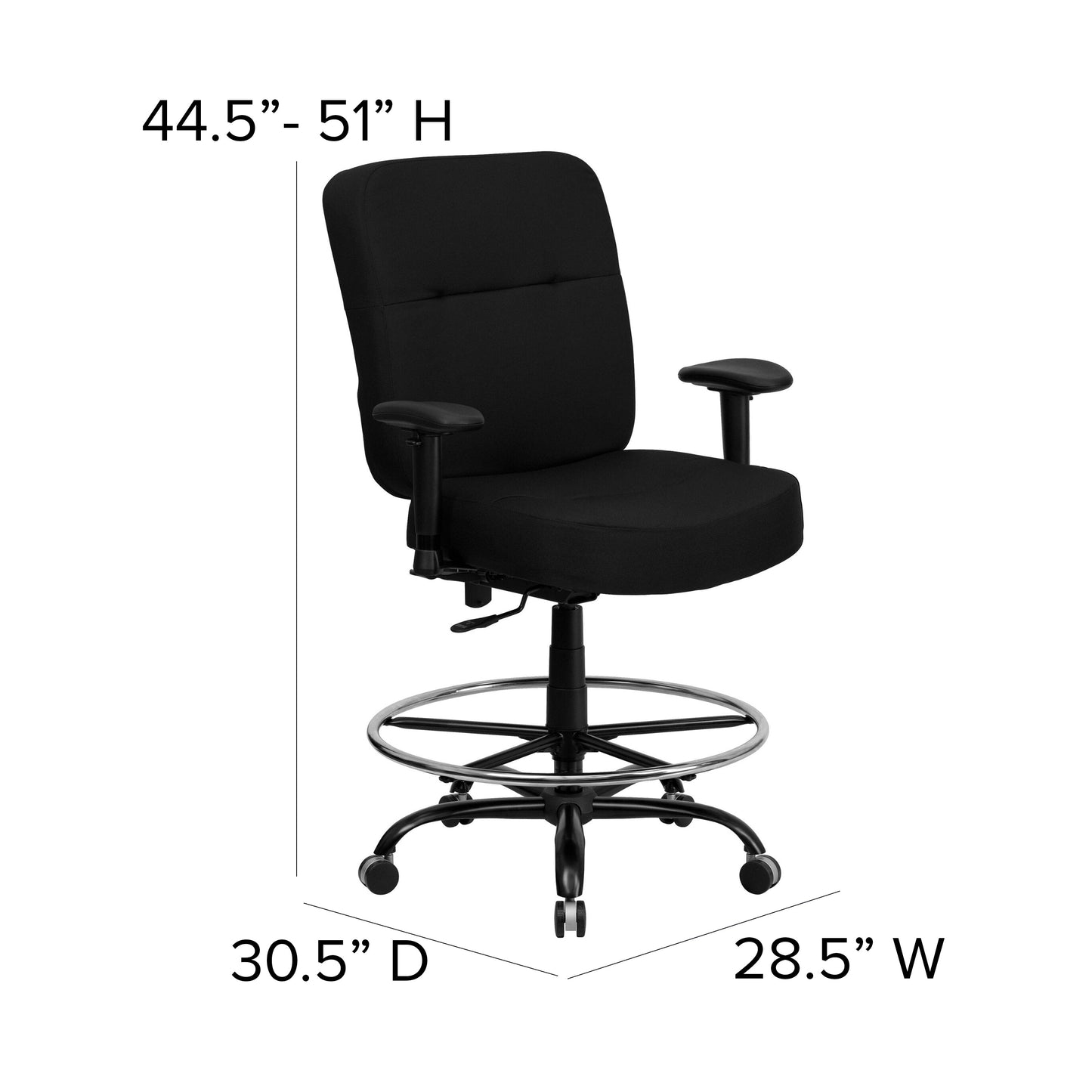 Black Fabric 400LB Draft Chair WL-735SYG-BK-AD-GG