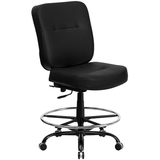 Black 400LB Draft Chair WL-735SYG-BK-LEA-D-GG