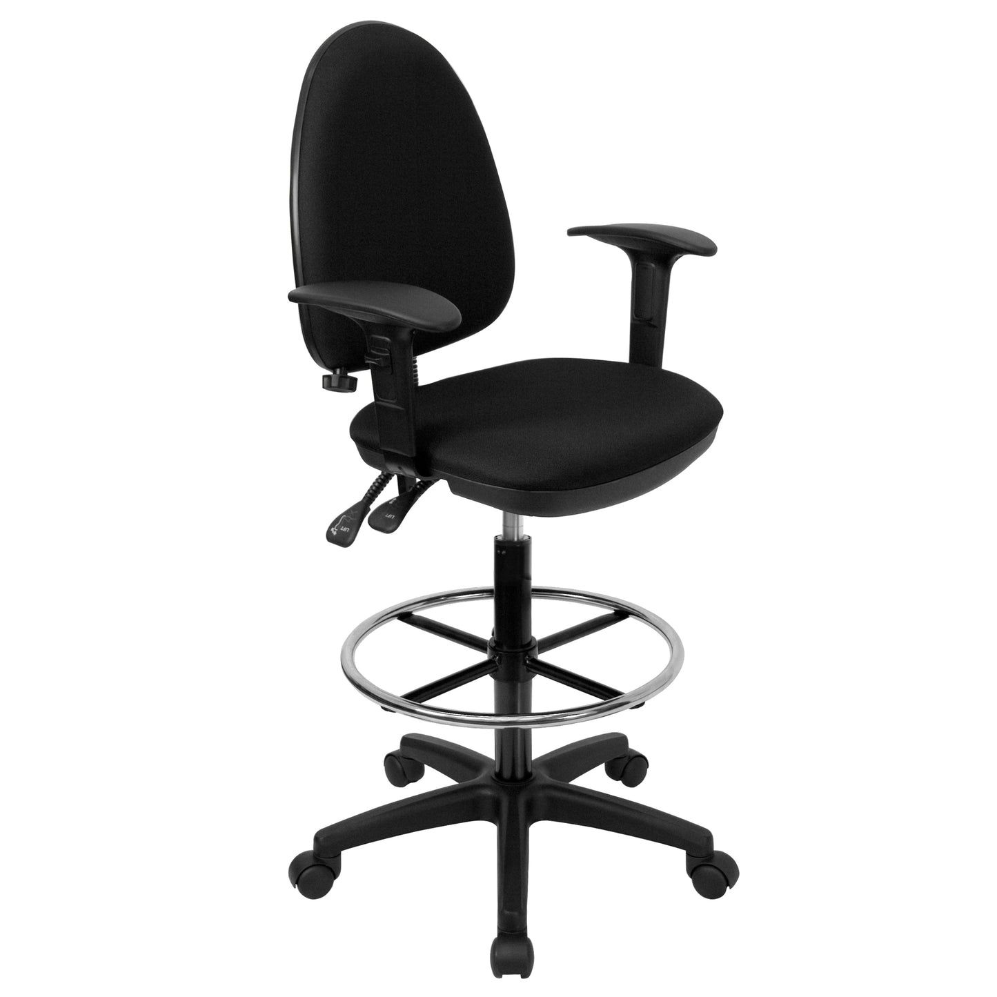 Black Fabric Draft Chair w/Arm WL-A654MG-BK-AD-GG