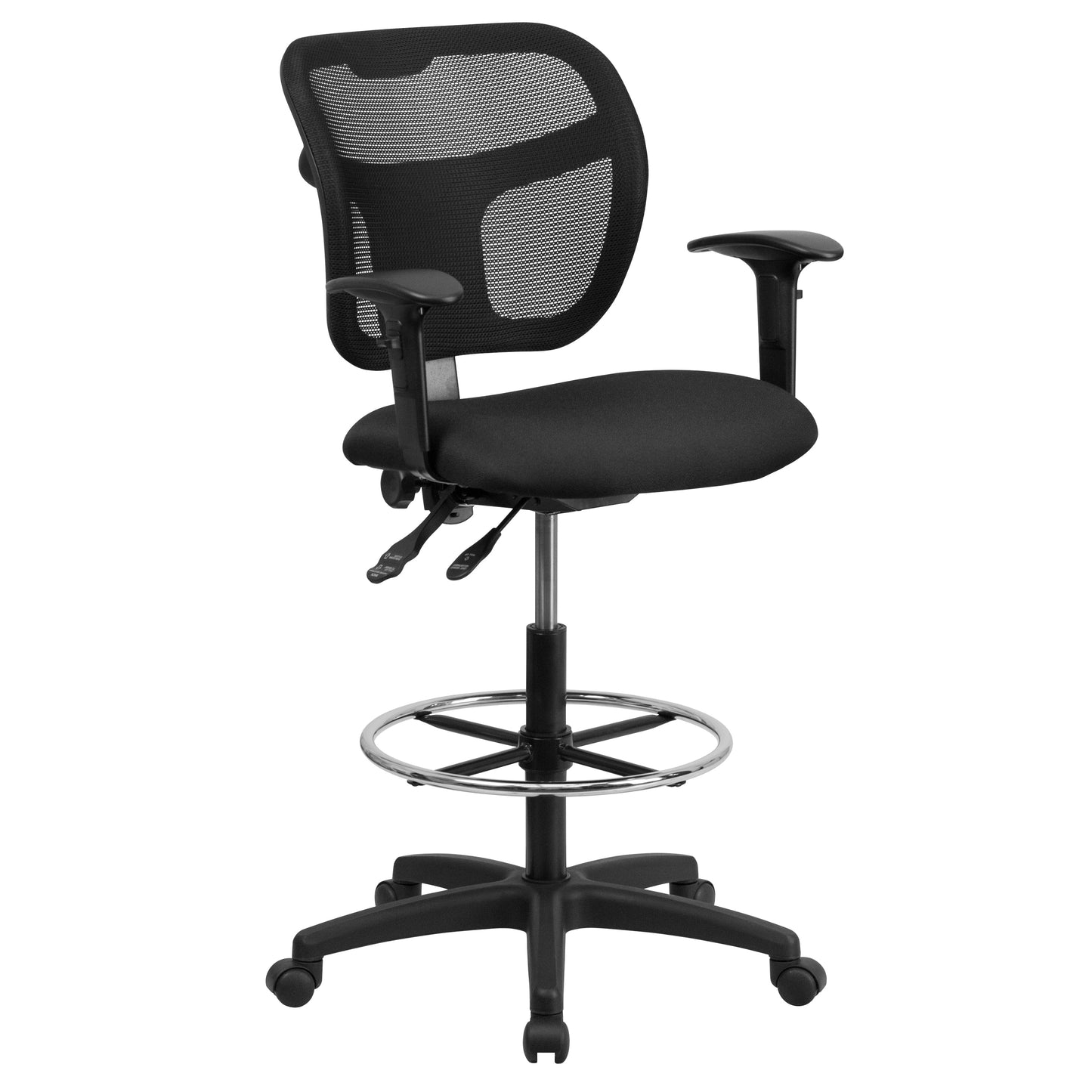 Black Mesh Draft Chair w/ Arms WL-A7671SYG-BK-AD-GG