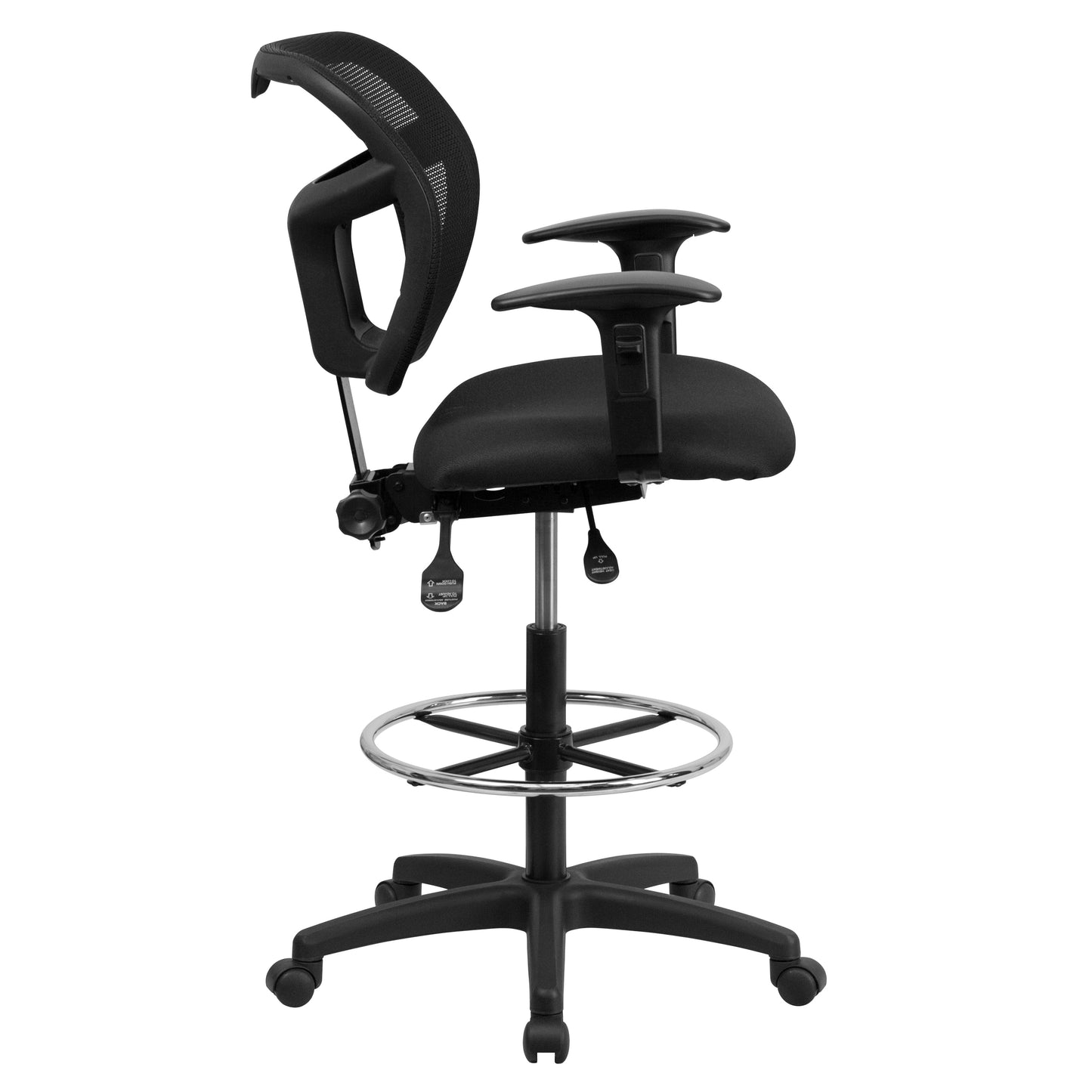 Black Mesh Draft Chair w/ Arms WL-A7671SYG-BK-AD-GG