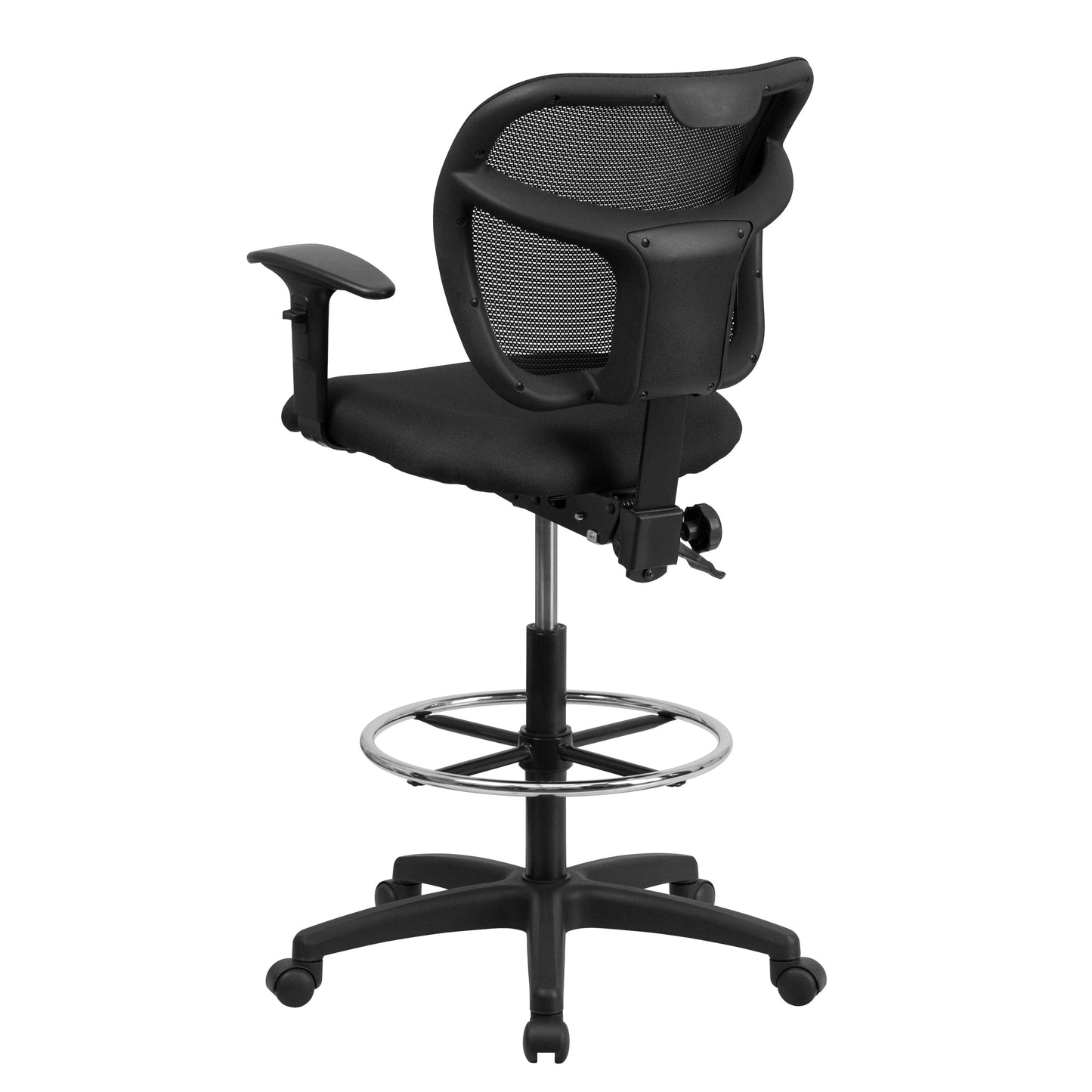 Black Mesh Draft Chair w/ Arms WL-A7671SYG-BK-AD-GG