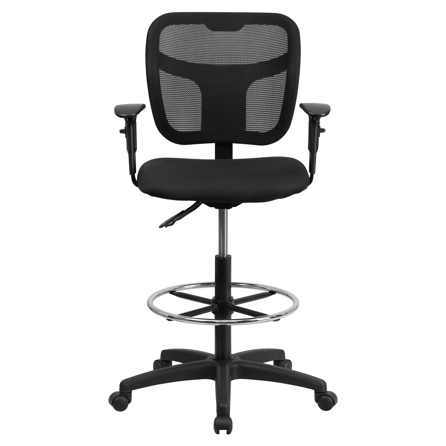 Black Mesh Draft Chair w/ Arms WL-A7671SYG-BK-AD-GG