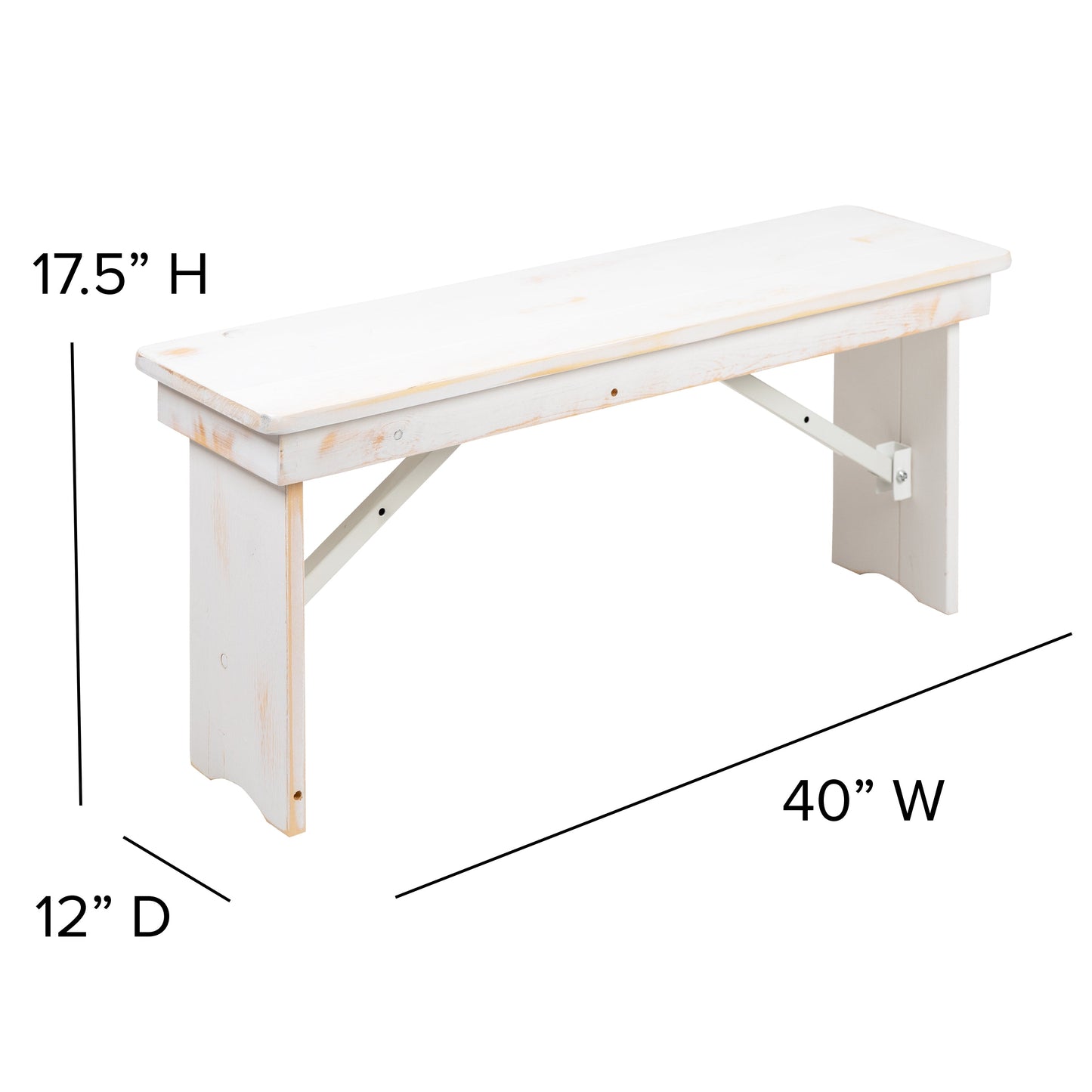 White 40"x12" Farm Bench XA-B-40X12-WH-GG