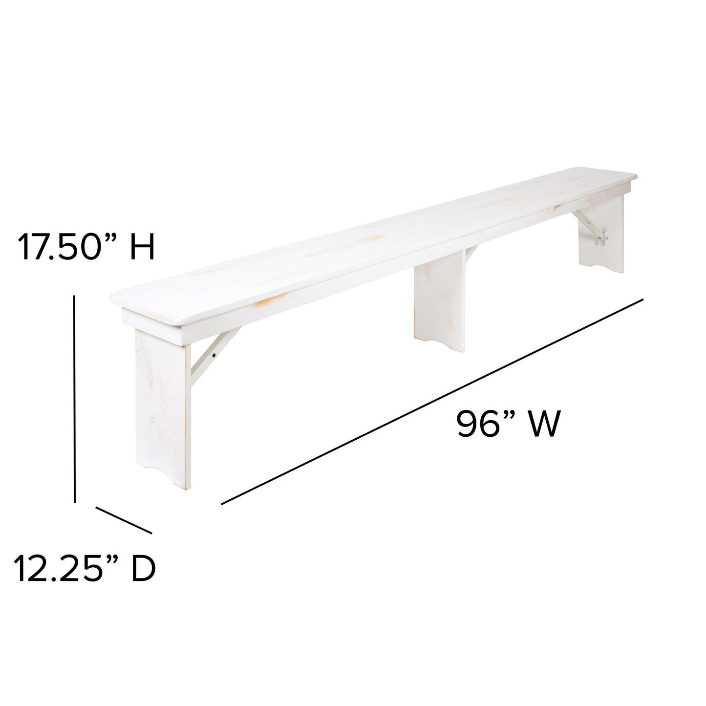 White 8'x12" Farm Bench XA-B-96X12-L-WH-GG