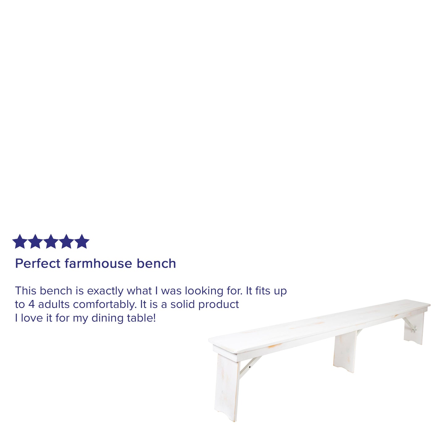 White 8'x12" Farm Bench XA-B-96X12-L-WH-GG