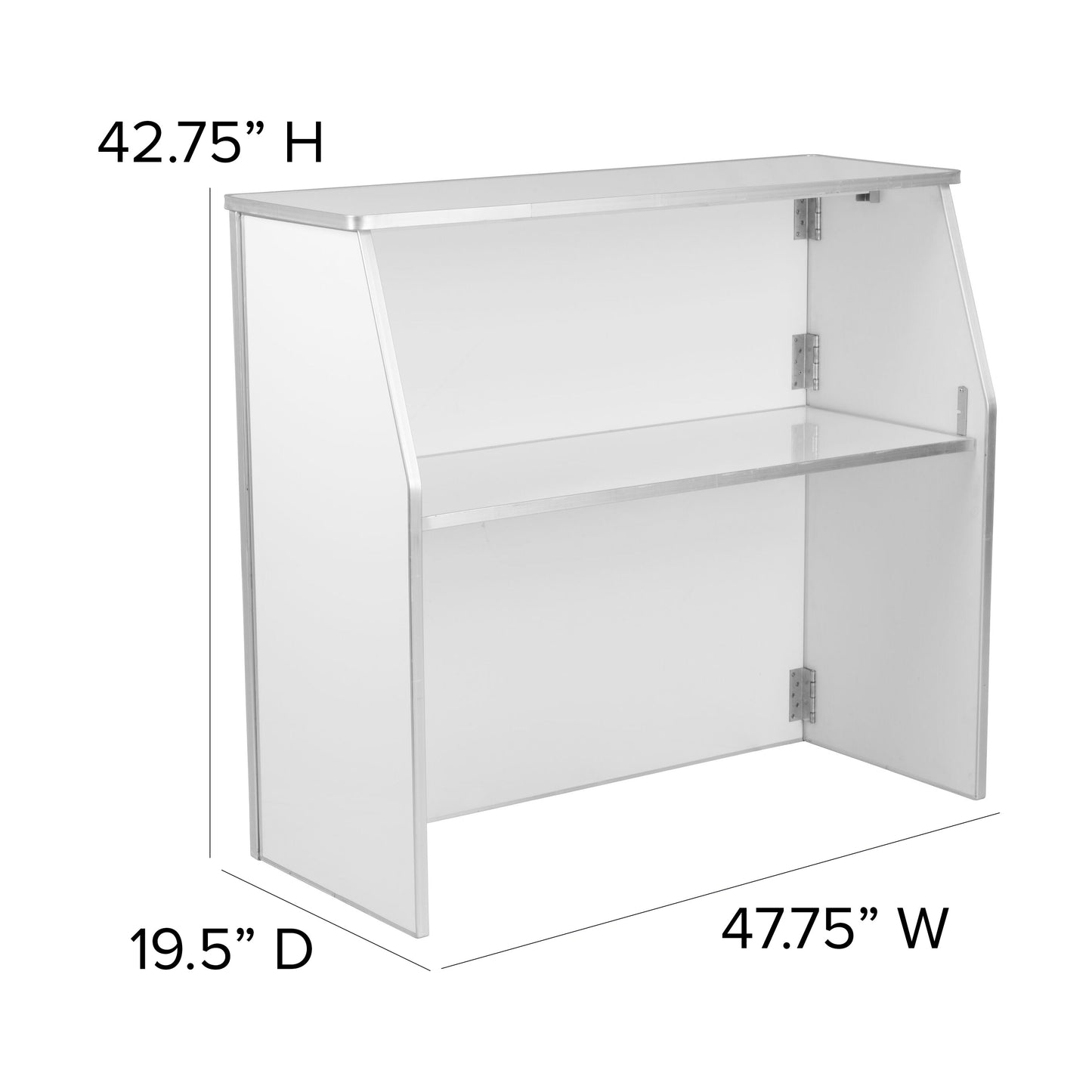 4' White Foldable Bar XA-BAR-48-WH-GG