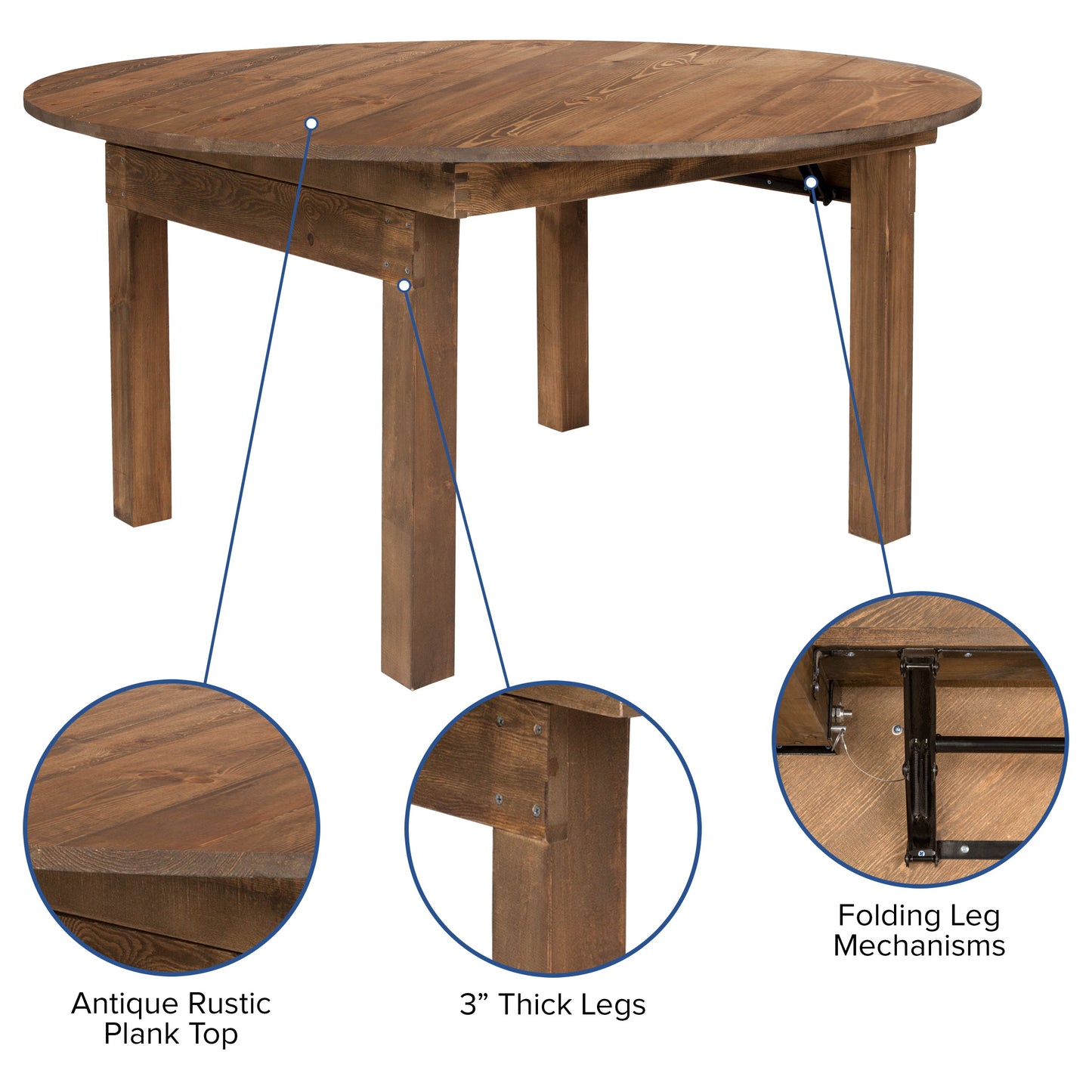 60" RD Farm Dining Table XA-F-60-RD-GG