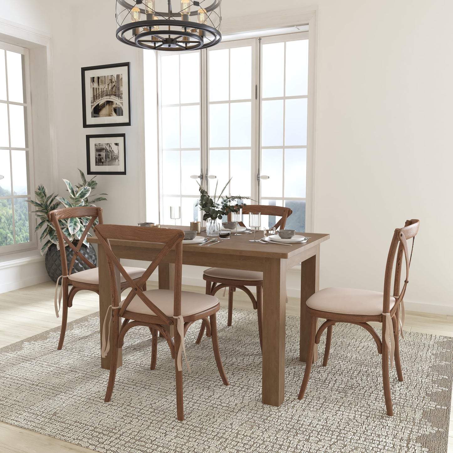 46x30 Farm Table/4 Chair Set XA-FARM-17-GG