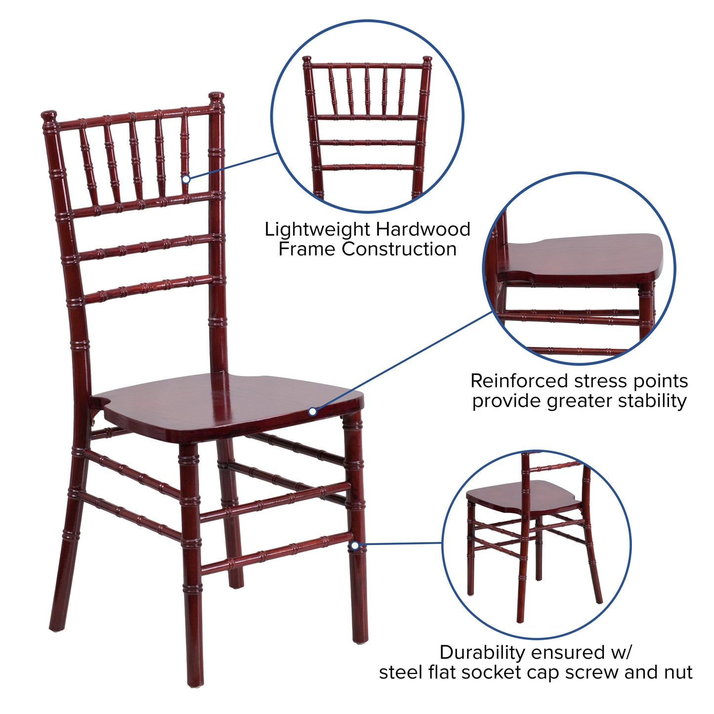 Mahogany Wood Chiavari Chair XS-MAHOGANY-GG