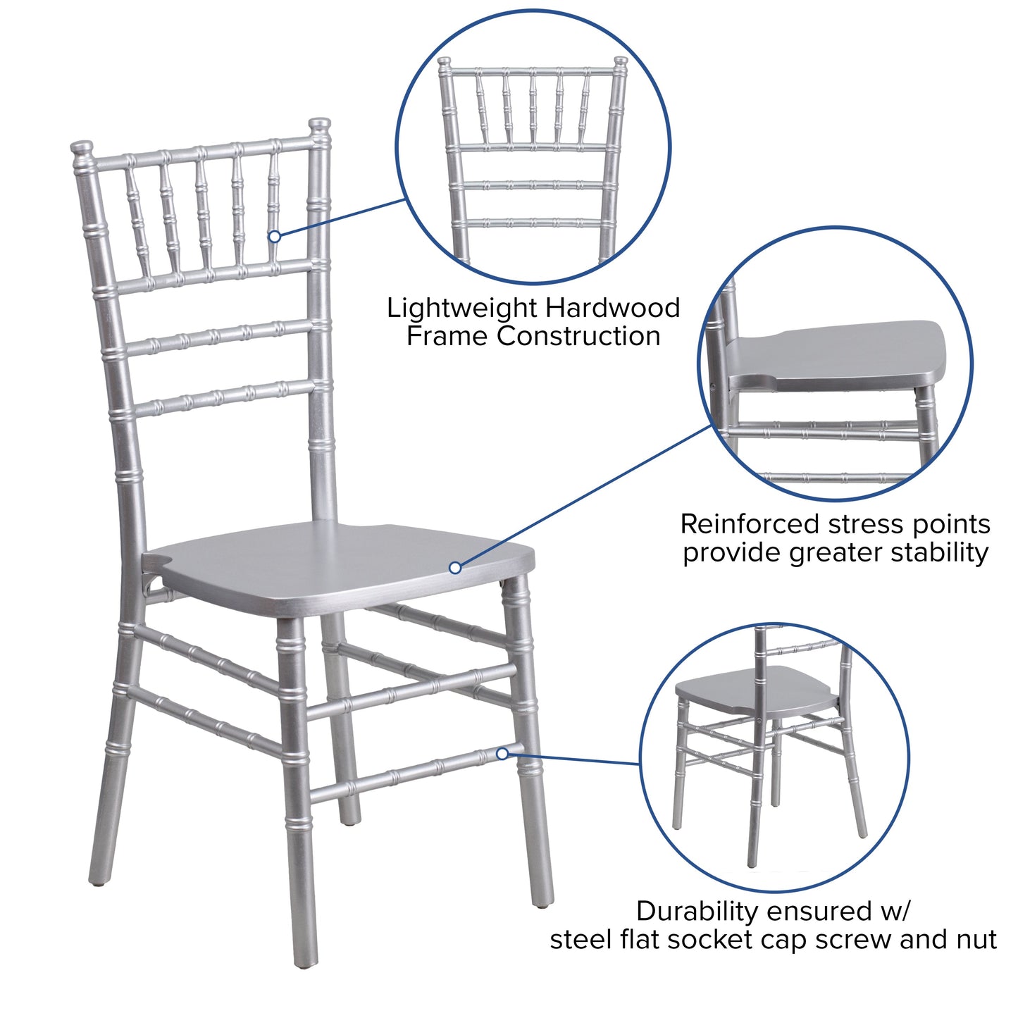 Silver Wood Chiavari Chair XS-SILVER-GG