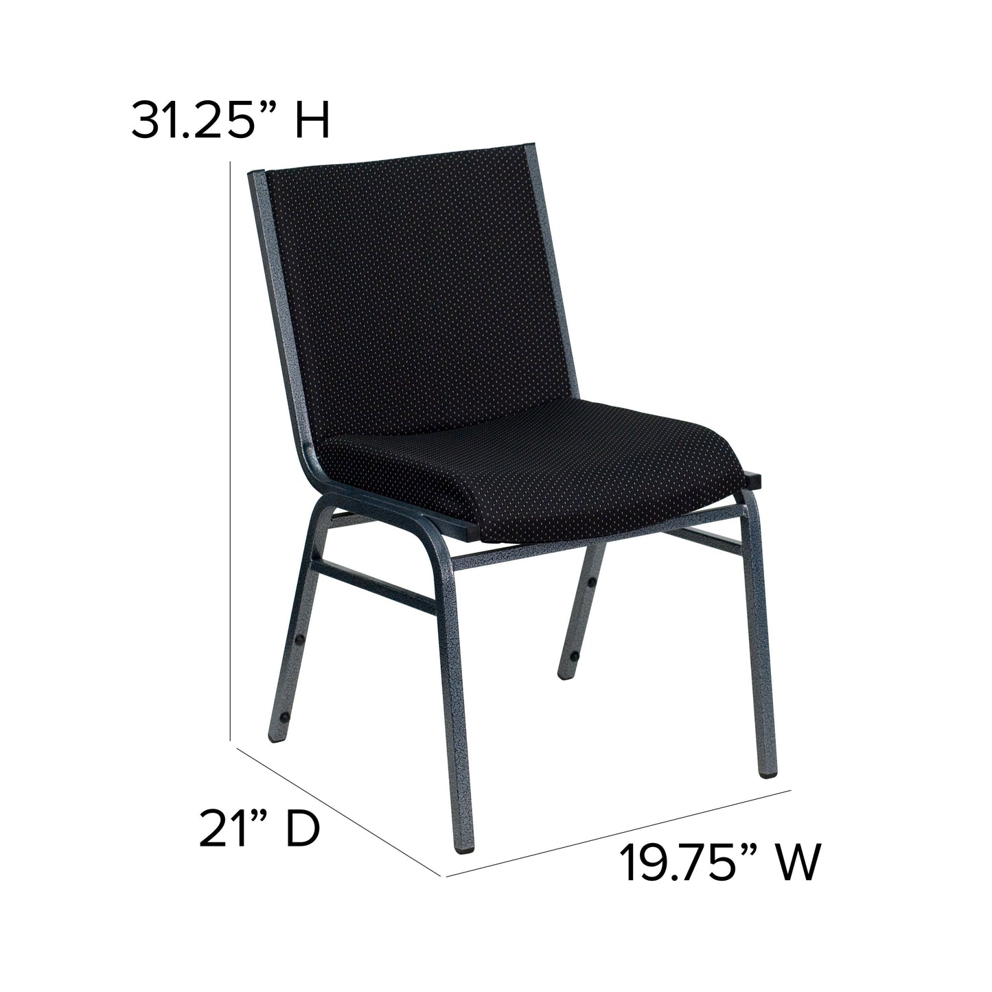 Black Fabric Stack Chair XU-60153-BK-GG