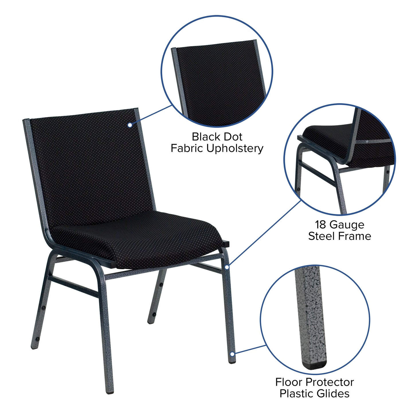 Black Fabric Stack Chair XU-60153-BK-GG