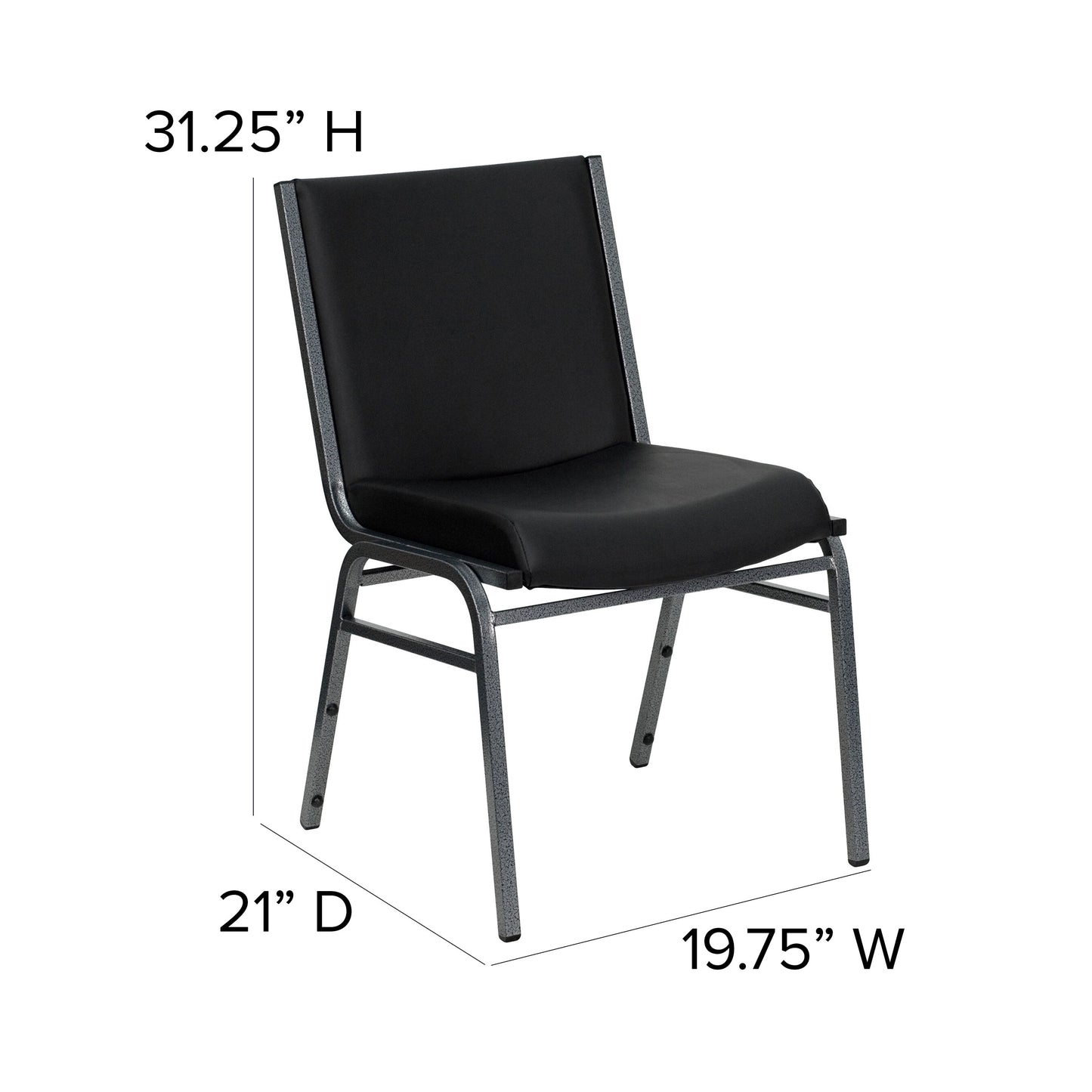 Black Vinyl Stack Chair XU-60153-BK-VYL-GG