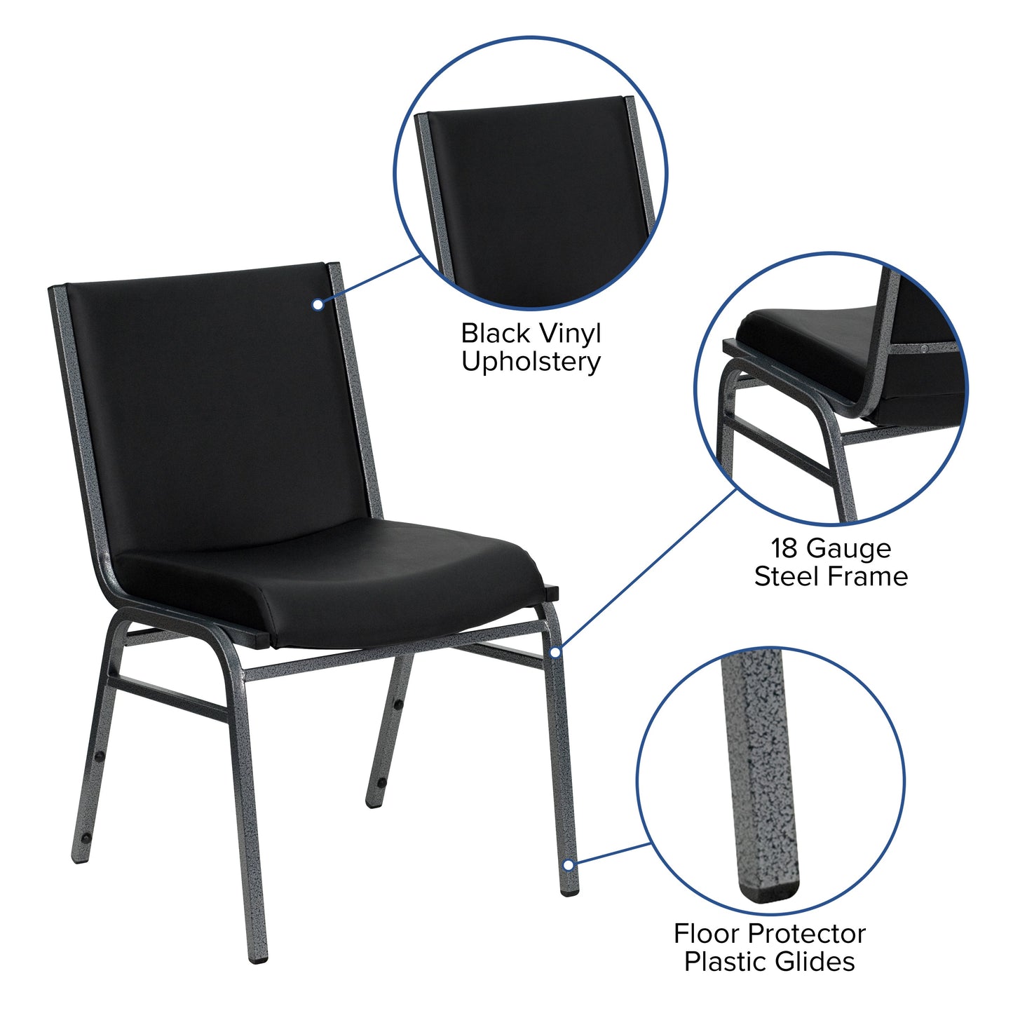 Black Vinyl Stack Chair XU-60153-BK-VYL-GG