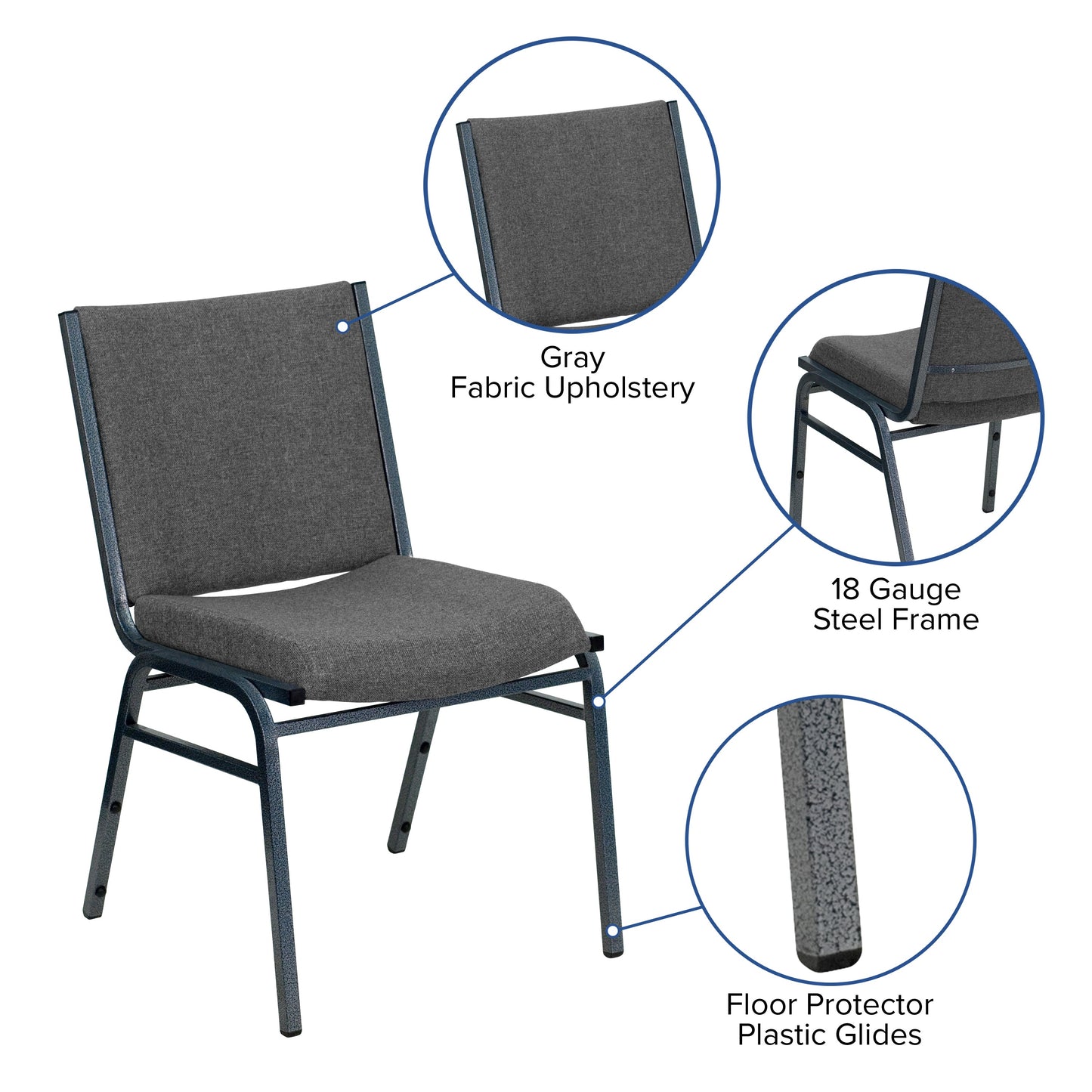 Gray Fabric Stack Chair XU-60153-GY-GG