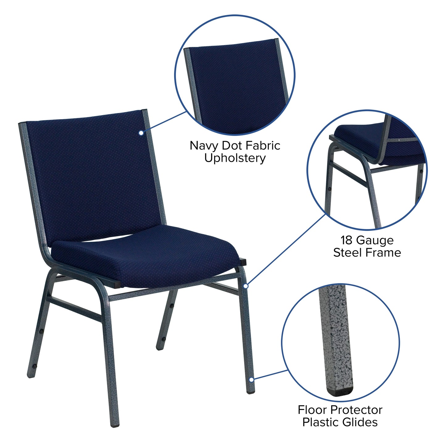 Navy Fabric Stack Chair XU-60153-NVY-GG