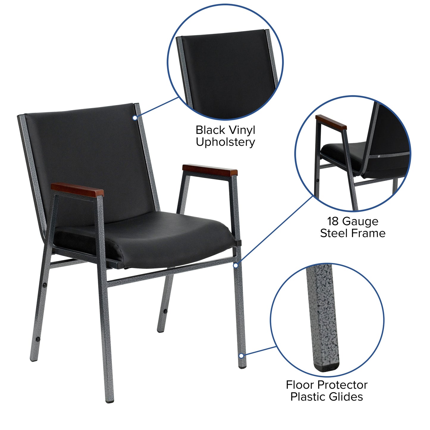 Black Vinyl Stack Armchair XU-60154-BK-VYL-GG