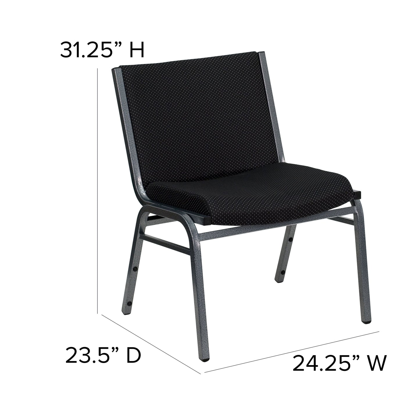 Black Fabric Stack Chair XU-60555-BK-GG