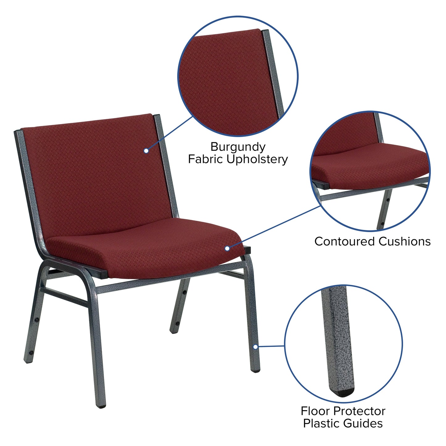 Burgundy Fabric Stack Chair XU-60555-BY-GG