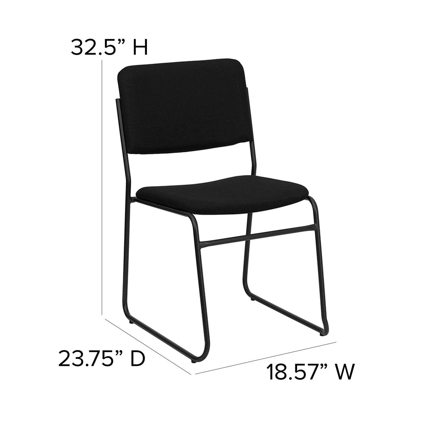 Black Fabric Stack Chair XU-8700-BLK-B-30-GG