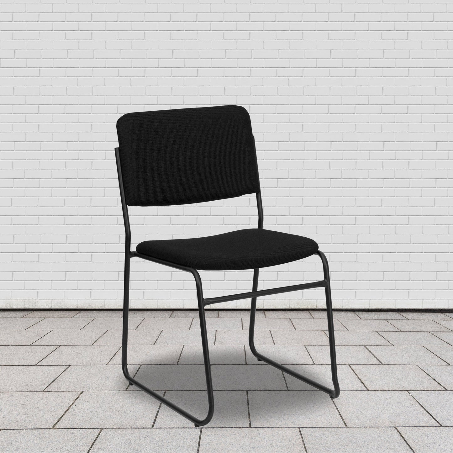 Black Fabric Stack Chair XU-8700-BLK-B-30-GG