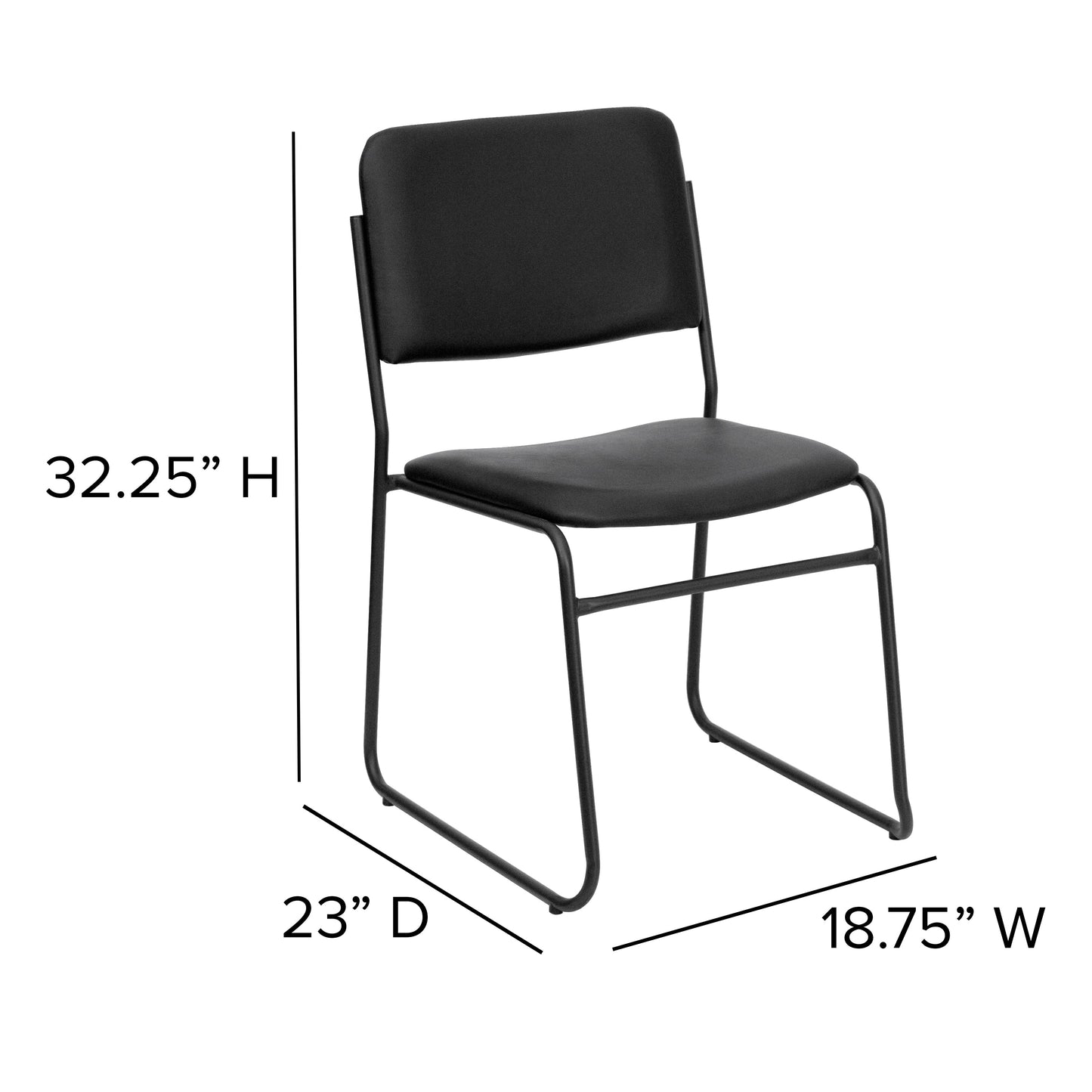 Black Vinyl Stack Chair XU-8700-BLK-B-VYL-30-GG