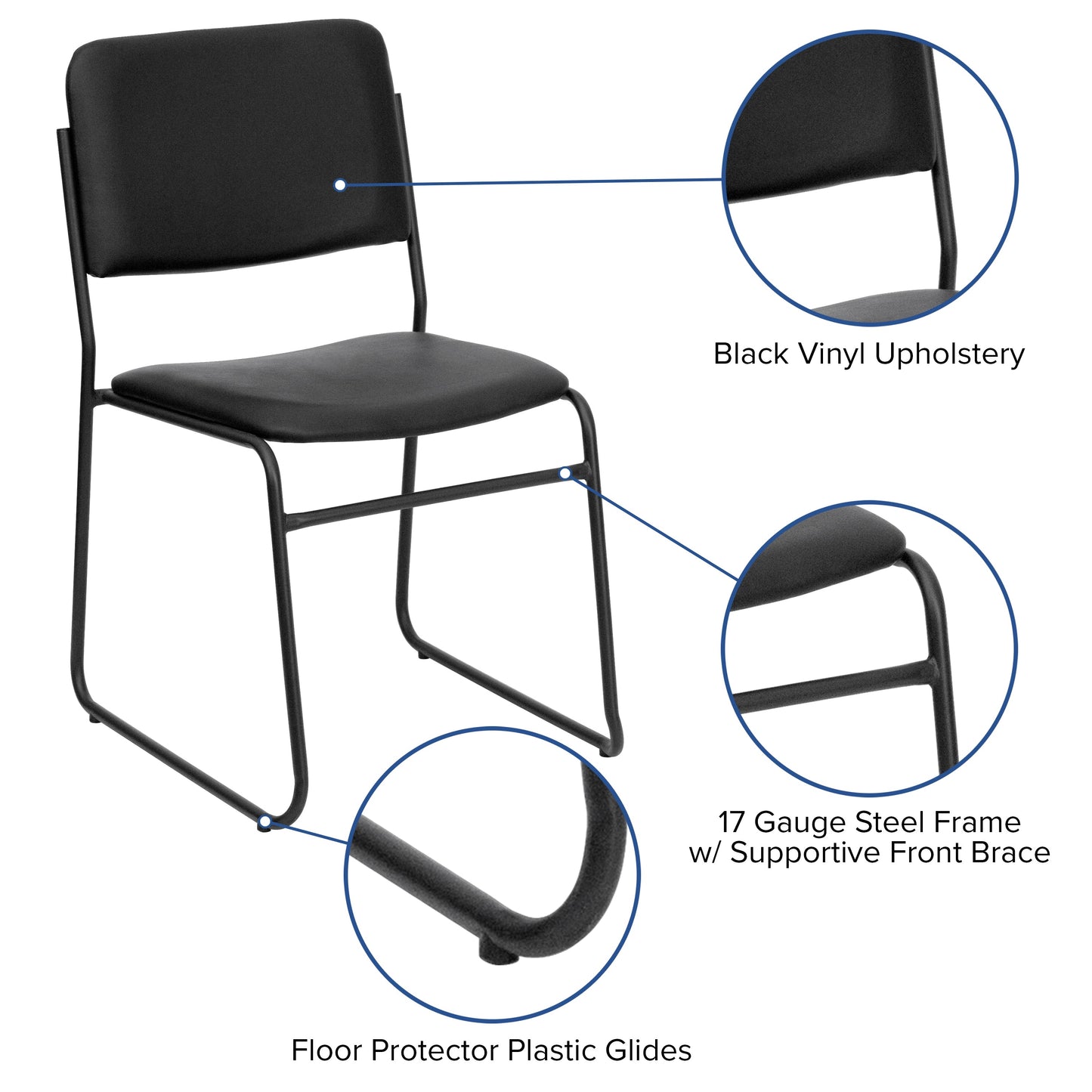 Black Vinyl Stack Chair XU-8700-BLK-B-VYL-30-GG