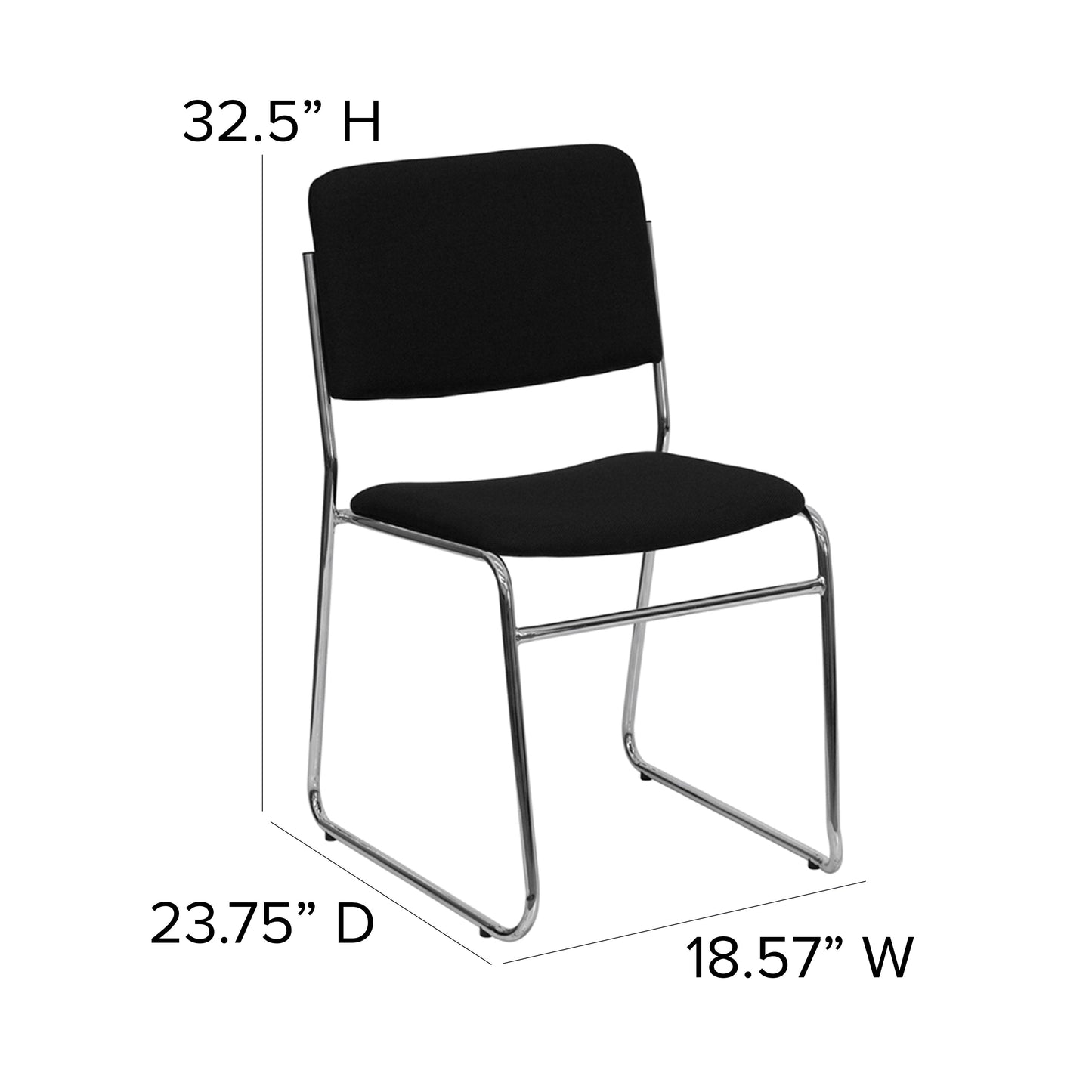 Black Fabric Stack Chair XU-8700-CHR-B-30-GG