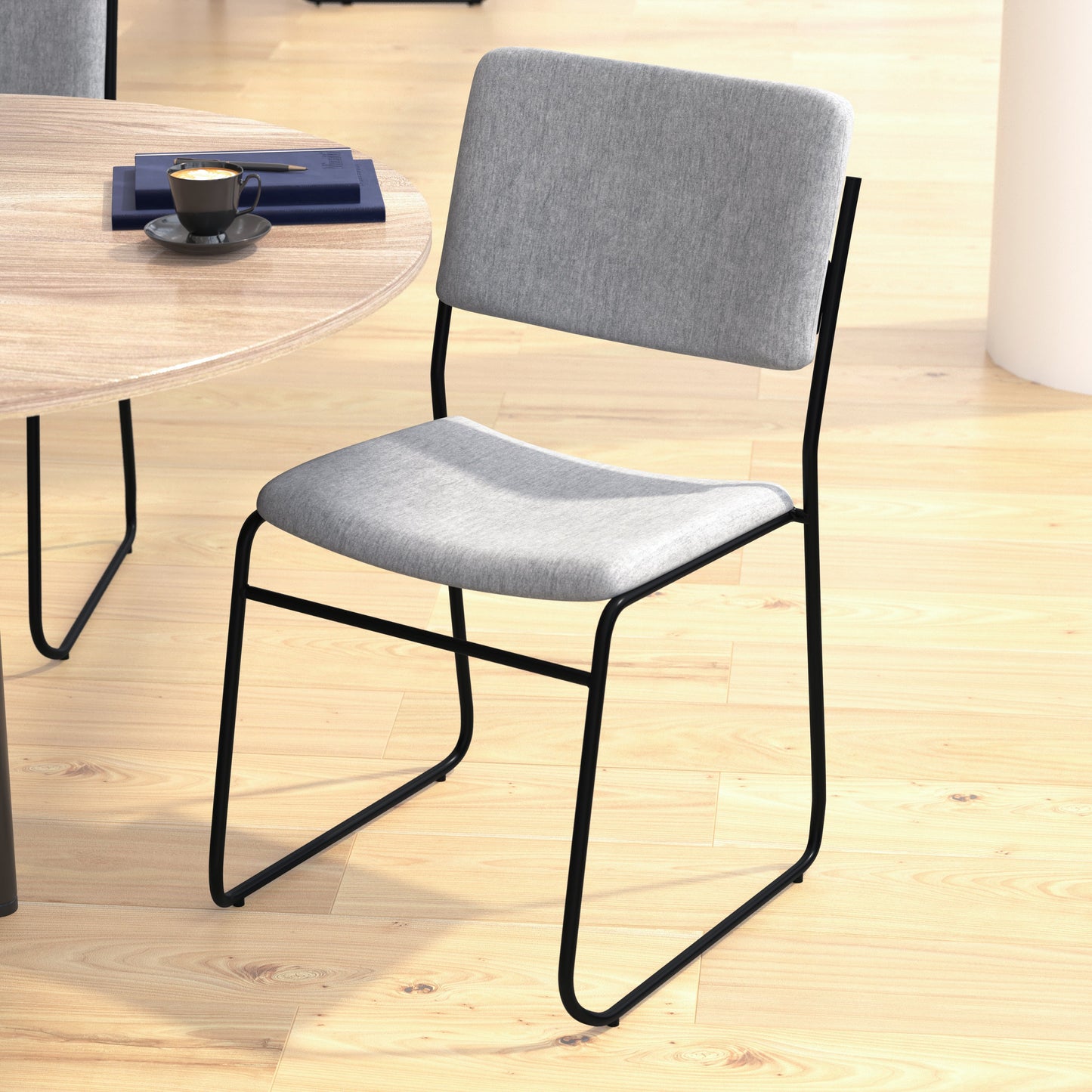 Gray Fabric Stack Chair XU-8700-GY-B-30-GG