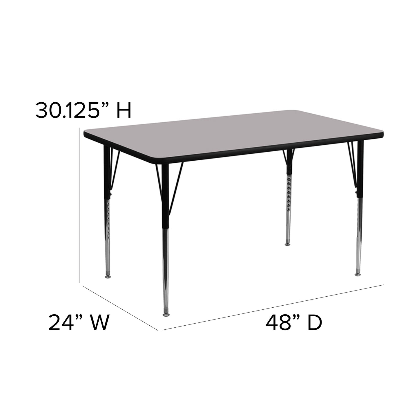 24x48 REC Grey Activity Table XU-A2448-REC-GY-T-A-GG