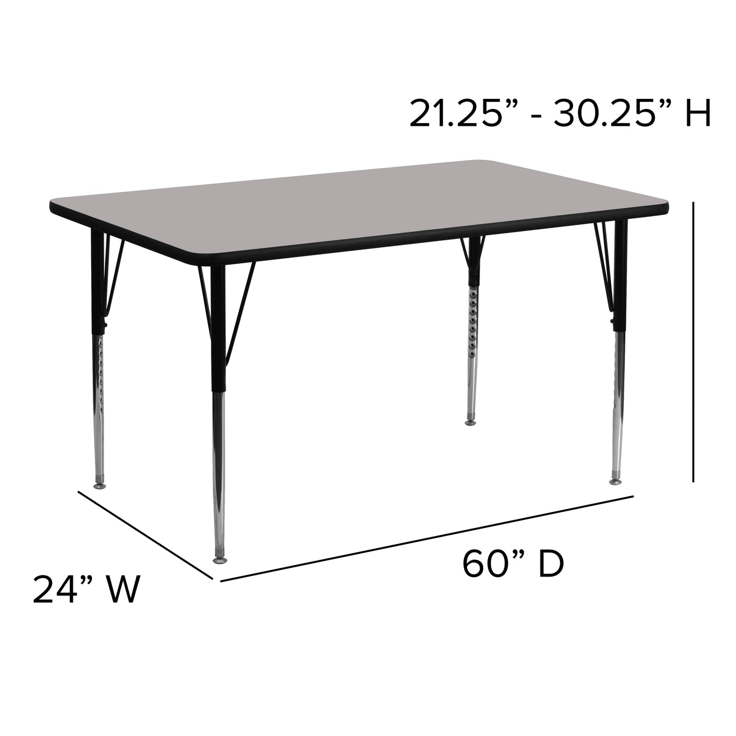 24x60 REC Grey Activity Table XU-A2460-REC-GY-H-A-GG