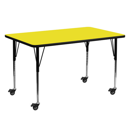 24x60 Yellow Activity Table XU-A2460-REC-YEL-H-A-CAS-GG