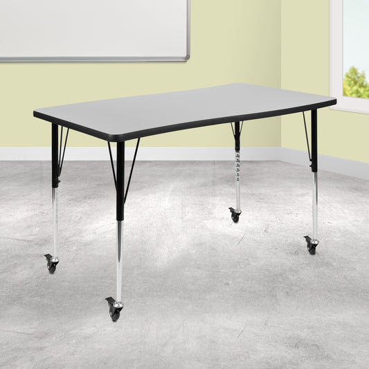 28"Wx48"L Grey Activity Table XU-A3048-CON-GY-T-A-CAS-GG