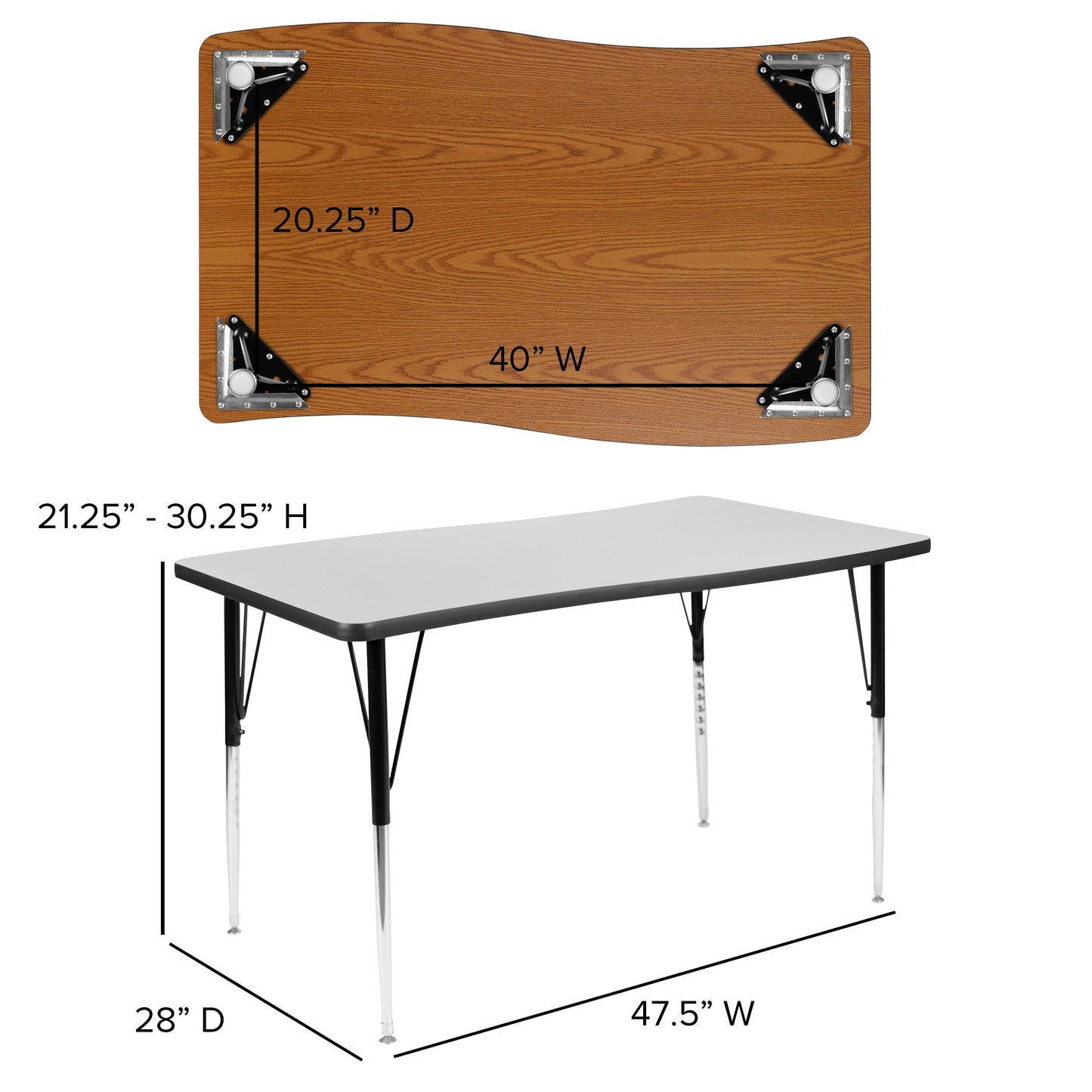 28"Wx48"L Grey Activity Table XU-A3048-CON-GY-T-A-GG