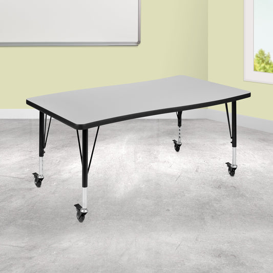 28"Wx48"L Grey Activity Table XU-A3048-CON-GY-T-P-CAS-GG