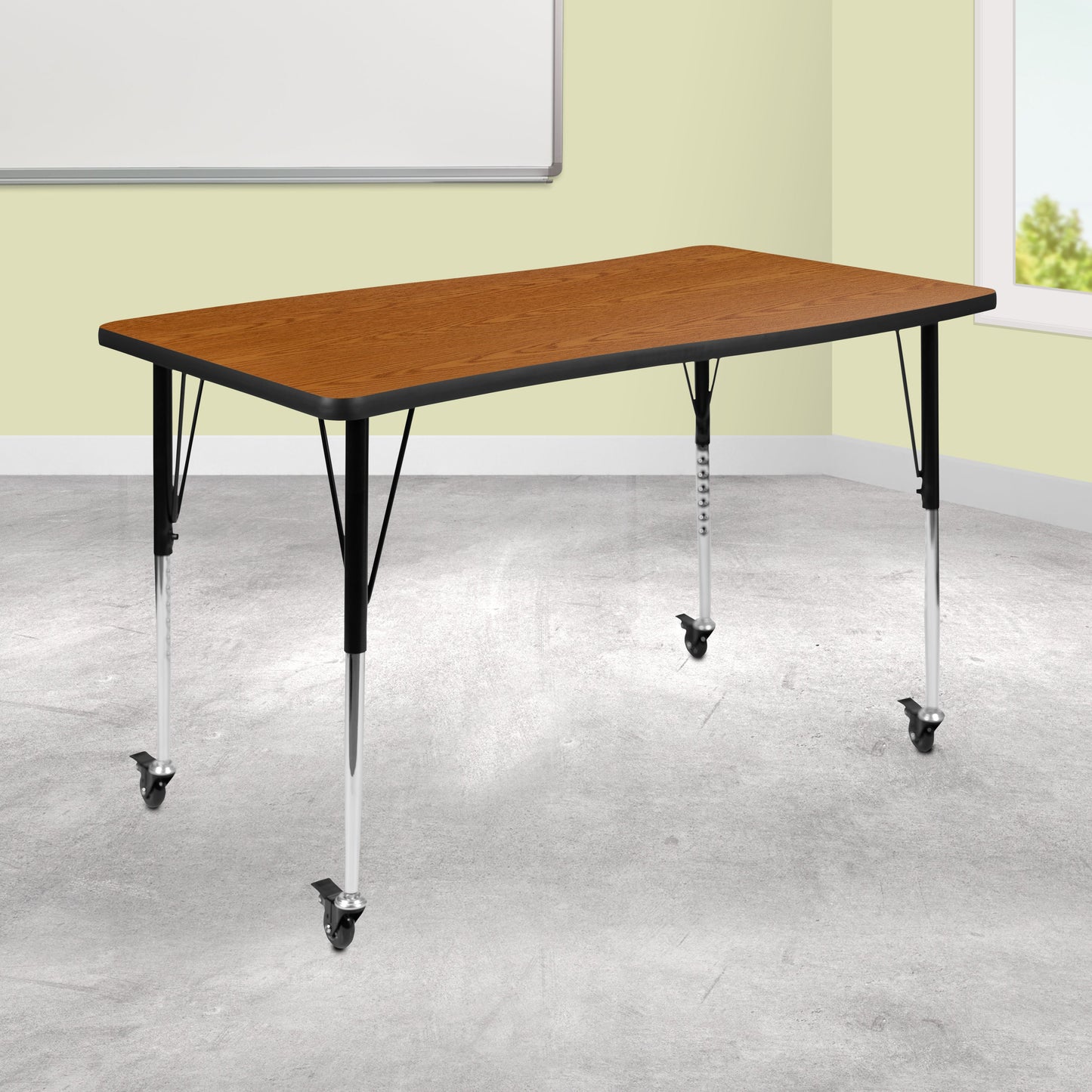 28"W x 48"L Oak Activity Table XU-A3048-CON-OAK-T-A-CAS-GG